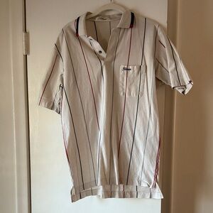 Titleist White Polo with Red and Blue Stripes